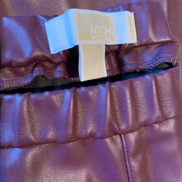 NWHT Michael Kors faux leather Leggings burgundy size M - Picture 4 of 8
